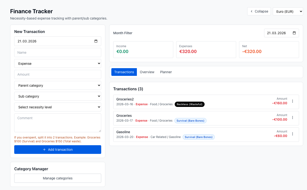 MenaTask budget tracker